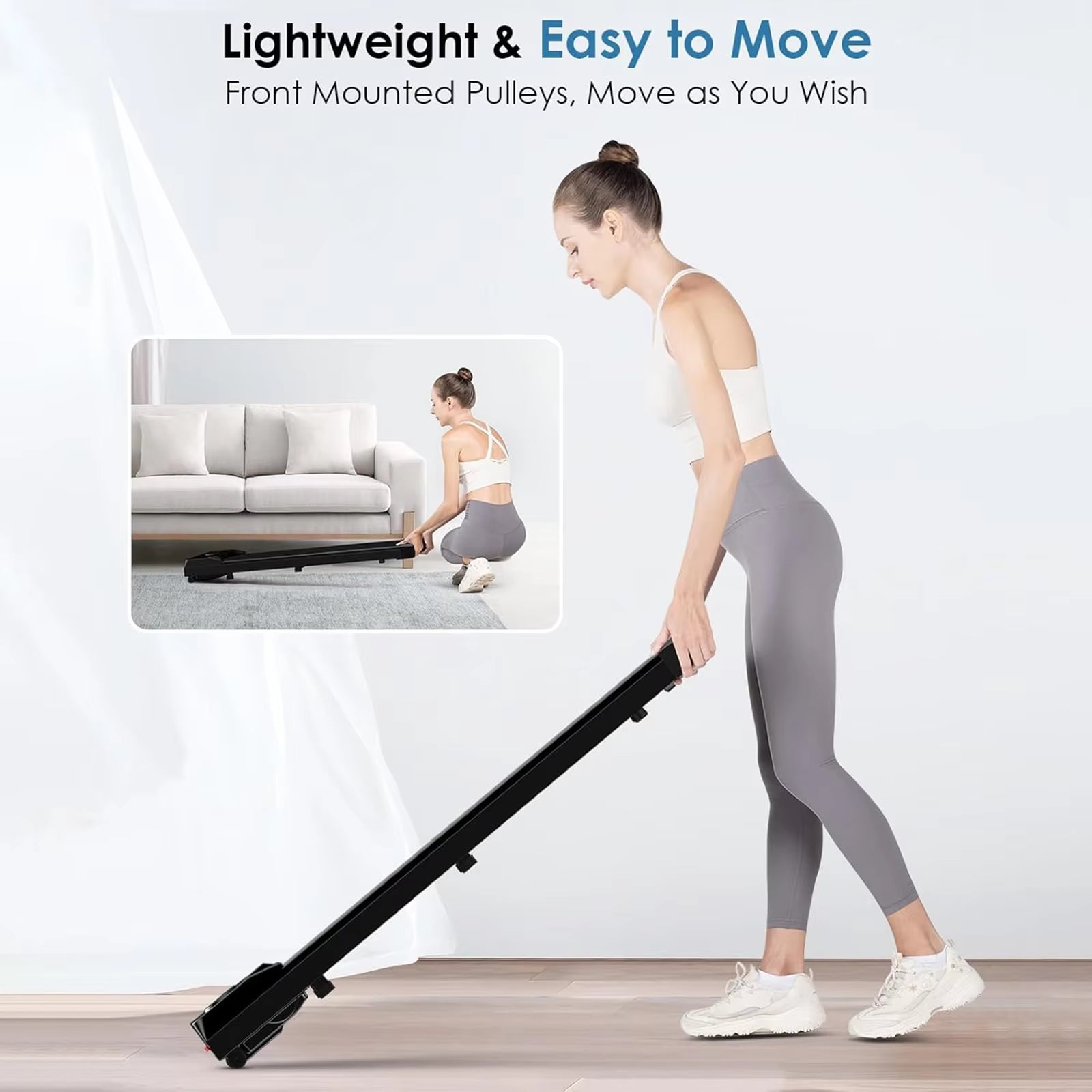 Walking Pad under Desk Treadmill, 5MPH Portable Treadmill Home Quiet Lightweight Flat Treadmill Pad 300Lb Capacity 2.5HP