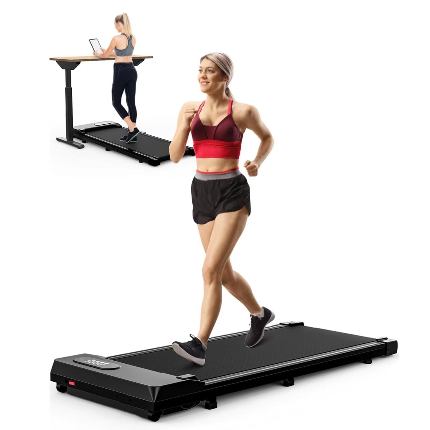 Walking Pad under Desk Treadmill, 5MPH Portable Treadmill Home Quiet Lightweight Flat Treadmill Pad 300Lb Capacity 2.5HP