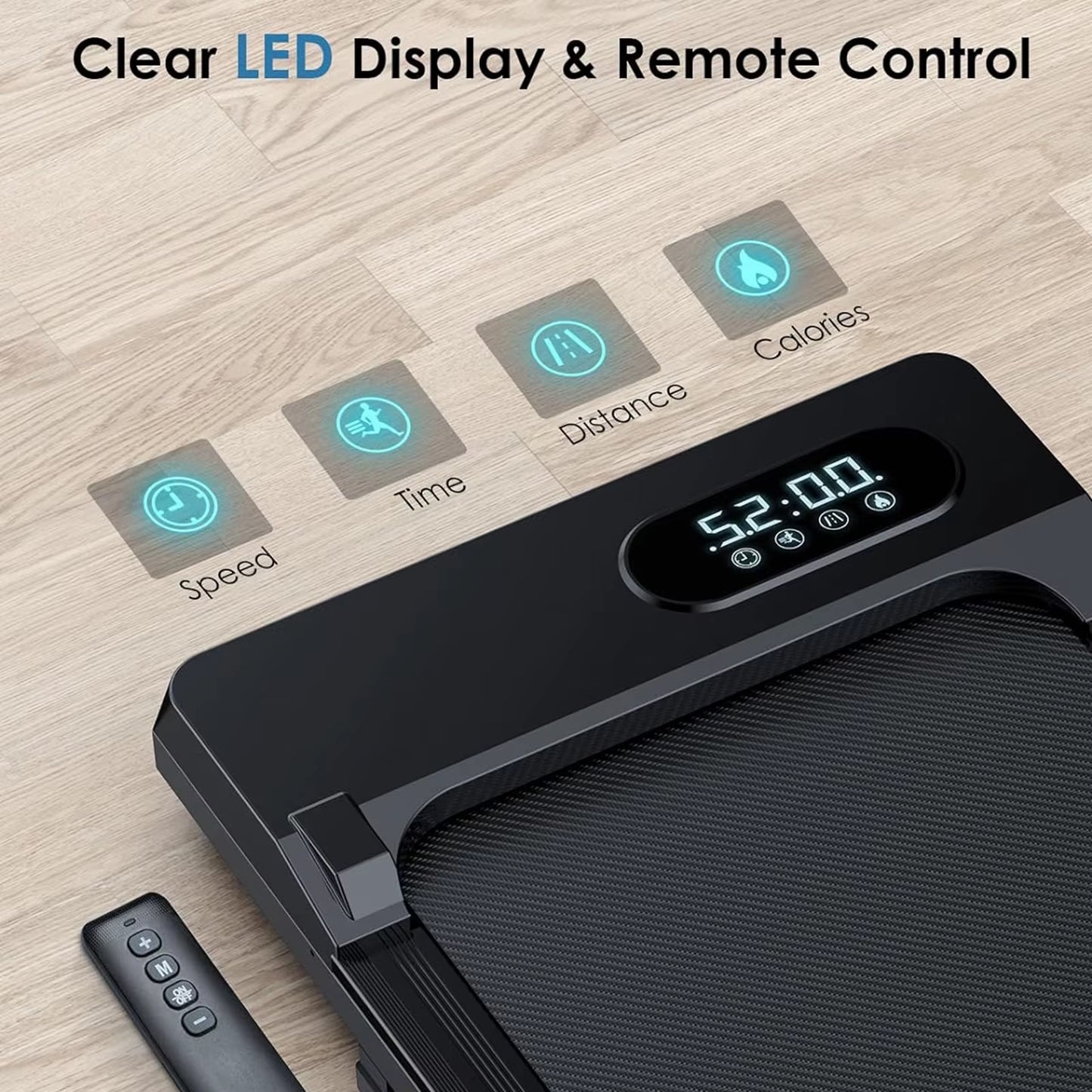 Walking Pad under Desk Treadmill, 5MPH Portable Treadmill Home Quiet Lightweight Flat Treadmill Pad 300Lb Capacity 2.5HP